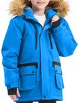 GEMYSE Boy's Winter Waterproof Ski Snow Jacket Hooded Fleece Windproof Jacket, Skyblue, 10-12