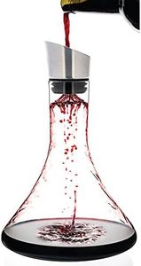 Luxbe - Wine Decanter 1600ml with Aerator Pourer Lid - 2 in 1-100% Hand Blown Lead-Free Crystal Glass, Red Wine Carafe - Descanter with Stainless Steel Lid-Aerator Filter Pourer