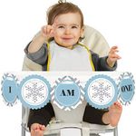 Big Dot of Happiness Onederland 1st Birthday - I Am One - First Winter Wonderland Birthday High Chair Banner