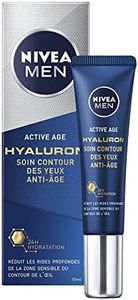 NIVEA MEN Soin Yeux Anti Age (1 x 15 ml), Soin contour des yeux hydratant à l’Acide Hyaluronique, Soin visage anti-rides et ridules pour hommes