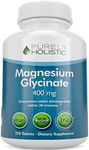 Magnesium Glycinate 400mg Tablets - 100% More 250 Magnesium Tablets (not Capsules), Highly Bioavailable, Chelated & Magnesium - Vegan and Vegetarian - Improved Sleep, Stress Relief & Cramp Defense