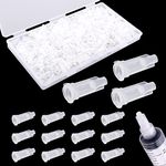 AIEX 300pcs Syringe Tip Caps for Luer Lock, Dispensing Needle Tip Cap Syringe Caps Syringe Plug with Storage Box for Syringe Sliding Tip (Clear)