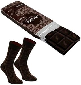 Rainbow Socks - Femme Homme Chaussettes Fantaisie Barre de Chocolat - 1 Pair - Chocolat Noir - Taille 36-40