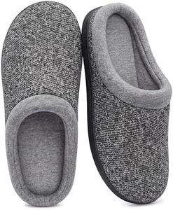 HomeTop Women's Knit Memory Foam Slippers Warm Soft House Shoes with Anti-slip Sole (5-6 M US, Space Black)