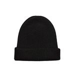 iMongol 100% Pure Cashmere Fisherman Ribbed Beanie Hat Skull Cap for Women Men Unisex in 3ply Yarns, Made by Prime Cashmere Yarns (Black)