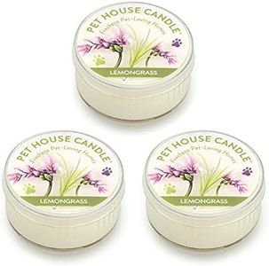 Pet House Mini Candles for Pet Odor Made with Natural Soy Wax, Plant Based, Dog and Cat Friendly Scented Candles, Lemongrass Pack of 3