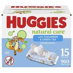 Baby Wipes, Huggies Natural Care Refreshing Baby Diaper Wipes, Hypoallergenic, Scented, 15 Flip-Top Packs (960 Wipes Total)