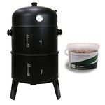 First4spares Deluxe 3 in 1 BBQ, Grill & Smoker with Built in Thermostat & Hanging Racks + Free Oak Flavour Smoking Chips