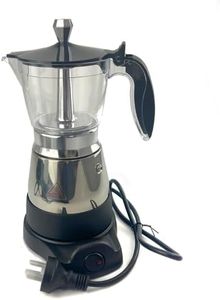 Mornest Electric Moka Pot Coffee Maker | Electric Espresso Maker with Auto Shutoff | Italian Classic | 360 Degree Rotating Base | 6 Cups (300ml) | Stainless Steel/Black