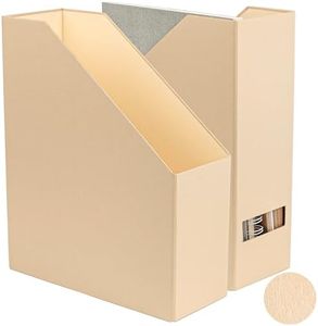 LifeSto Magazine Holder - File Holder and Desk Organizer, Paperboard Book Organizer and Storage Box for Documents, Magazine Holder Rack for Classroom, Home, and Office (Latte Brown, 2-Pack)