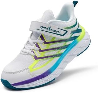 Boys Girls Kids Arch Support Walking Shoes: Breathable Hook and Loop Plantar Fasciitis Foot Pain Relief Orthotic High Instep Leisure Sneakers, Outdoor Hiking Biking Walking Shoes White Little Kid 2.5