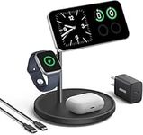 Anker MagSafe Charger Stand, iPhone 17 Wireless Charging Station, MagGo 3 in 1 Charging Station, Qi2 Certified 15W Wireless Charger, Desk Accessory, for iPhone 16/15/14/13/12, Apple Watch, AirPods