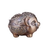 LIABI Pig Ashtray, Windproof Ashtray with Lid Portable Cigarette Odor Ashtrays Holder for Outdoor Indoor Smokers, Vintage Metal Desktop Smoking Tobacco Ash Tray for Home Office Decoration (Retro Bronze)