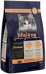 Marca Amazon - Lifelong - Alimento seco para gatos adultos esterilizados con pollo fresco, receta sin cereales, 3 kg (Paquete de 1)