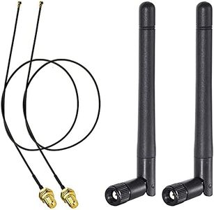 Bingfu M.2 WiFi Antenna 2.4GHz 5GHz 5.8GHz 3dBi MIMO RP-SMA Male (2-Pack) + 2 x 12 inch Ngff Ipex4 to Rp-SMA Cable for M.2 NGFF Intel Wireless Network Card WiFi Adapter Laptop