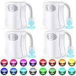 4PACK Toilet Night Lights,Toilet Light with Motion Detection Sensor,16-Color Changing LED Toilet Bowl Light ,Automatic Motion Sensor Light for Bathroom Washroom,Glow Bowl Night Light Fit for Any Toilet