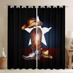 Feelyou Western Decor Curtains for Bedroom Living Room Kids Wild West Cowboy Blackout Curtains Set (2 Panels, 52 x 84 Inch) Rodeo Cowboy Style Darkening Dreapes Decor Grunge Design Window Treatments