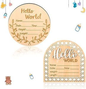2 cartelli di annuncio per neonati, in legno, per annunciare la nascita, per neonato, ragazza, ragazzi, baby shower, ospedale, asilo nido