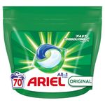 Ariel All-in-1 PODS, Washing Liquid Laundry Detergent Capsules 70 Washes, Original, Outstanding Stain Removal In 1 Wash, Brrrilliant In Cold and Short