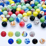 100 Pieces Colorful Glass Marbles Set for Marble Games, Marbles Bulk for 6+ Years Old Boys Girls Kids Marble Games Party Favor Toys DIY Home Decor (0.63 inch, 10 Colors)