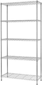 BestOffice | 5-Tier Wire Storage Shelves | 36x14x72 | Chrome | with Adjustable Racks | Heavy-Duty Metal Shelf, Holds Upto 1000 lbs | No-Tool Assembly | Ideal for Home & Garage Shelving