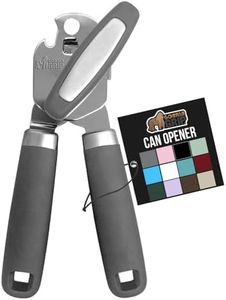 GORILLA GRIP Heavy Duty Stainless Steel Smooth Edge Manual Can Opener and Bottle Openers, Soft Comfortable Handle, Oversized Handheld Turn Knob, US Designed Multifunctional Kitchen Tool, Gray