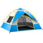 Hacer Camping Spring Tent for 3 Person 2 Doors 210D+170T Fabric Lightweight Backpacking Waterproof Windproof Portable Cabin for 2 to 3 Persons Suitable for Hiking (Blue, 1 PC)