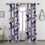 Taisier Home Stylish Living Elegant Abstract Multicolor Purple Curtains Printed,Leaves Pattern Curtain Printed,Fashion Curtain 84 Inch Lenth for Bedroom(Floral Print Curtain 2 Panels Set)