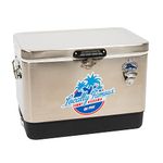 Tommy Bahama 54 Quart Portable Stainless Steel Cooler with Bottle Opener, Silver