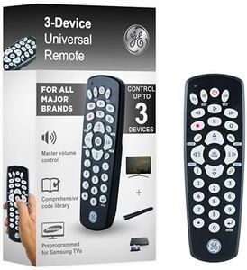 GE Universal Remote Control for Samsung, Vizio, LG, Sony, Sharp, Roku, Apple TV, RCA, Panasonic, Smart TVs, Streaming Players, Blu-ray, DVD, 3-Device, Black, 34456