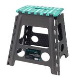 JVL Large Folding Step Stool, Grey/Turquoise,