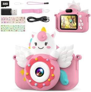 TIATUA Kids Camera for Girls & Boys, Toddler Camera Toys for Age 3-12 Kids with 32GB Card & Dual Lens, Digital Camera for 4 5 6 7 8 9 10 Year olds (Pink)