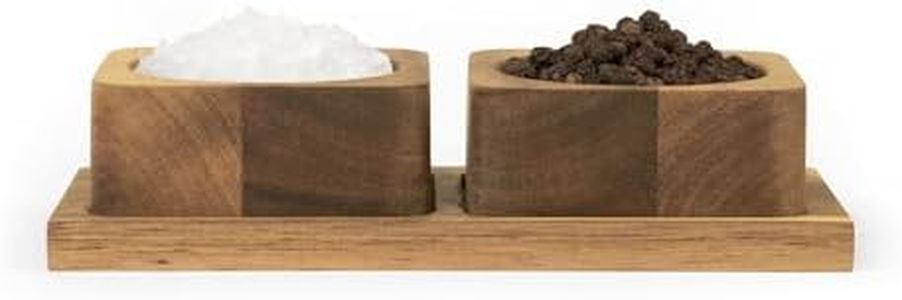 Salter BW12782EU7 Toronto Salt & Pepper Pinch Pots – Includes 2 Pots with Storage Tray, Durable Acacia Wood, Wooden Salt Pig, Countertop Salt & Pepper Bowls, Herb, Spice & Seasoning Containers