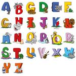 lepni.me English Alphabet Wall Art Letters with Animals | ABC for Kids and Toddlers | Cartoon Wall Stickers Decoration for Nursery Bedroom | Playroom | Classroom | Kindergarten (Large, Alphabet)