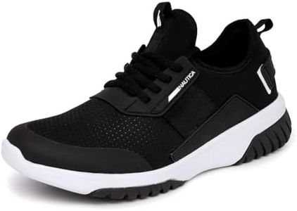Nautica Men's Athletic Lace-Up Sneakers - Comfortable, Casual, Lightweight Tennis Shoes-Geoff-Black White Size-10.5