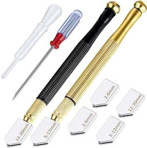 Glass Cutter Tool Mirror Cutting Tool with 2-6 mm, 5-12 mm, 12-20 mm Glass Cutter Head and Screwdriver Oil Dropper Glove for Glass Tiles Mirror Cutting
