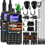 BAOFENG UV-5RM 10W Handheld Ham Radio Long Range, Portable Two Way Radio with 2500mAh Type-C Charging Battery, Rechargeable 5RM Multi-Band Walkie Talkies for Adults (2 Pack)