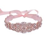 azaleas Women's Crystal Thin Wedding Belt Sashes Bridal Sash Belt for Wedding, Bridesmaid Flower Girl Dress Accessories 16IN, Rose Gold-vintage Pink, One Size