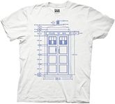 Ripple Junction Doctor Who Police Box Tardis Blueprint White T-Shirt (Adult XX-Large)