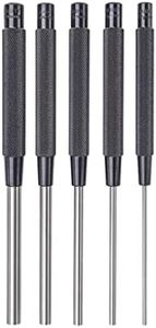 Starrett Steel Drive Pin Punch Set with Knurled Grip for Precise Positioning and Secure Holding - Hardened and Tempered Steel, 8" Length, 5-Pack - S248