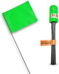 Fluorescent Green Marking Flags 100 Pack - 4x5-Inch Marker Flags - 15-Inch Wire - Small Yard Flags Marking Flags for Lawn, Irrigation Flags, Lawn Flags Markers, Landscape Flags, Survey Flags