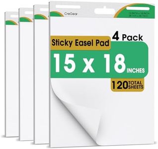 CREGEAR Super Sticky Easel Pad, 15 x 18 Inches, 4 Pack 30 Sheets/Pad, Mini White Sticky Easel Paper for Office and Classrooms, Flip Chart Paper for Teachers