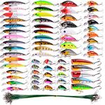 Aorace 84pcs Fishing Lures Set Metal Jigging Spoon Hard Baits Minnow Crankbait VIB Swimbait for Bass Pike Fit Saltwater and Freshwater