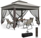Outsunny 11' x 11' Pop Up Canopy, Outdoor Canopy Shelter Event Tent with 2-Tier Soft Top, Removable Zipper Netting and Storage Bag, for Patio, Backyard, Garden Camping, Mixed Grey