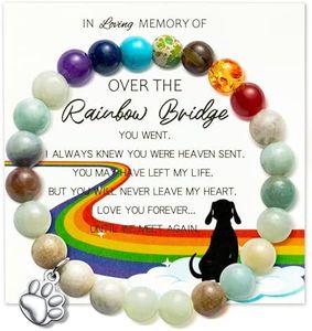 CJiangpo Rainbow Bridge Dog Bracelets Memorial Gifts, Pet Bracelet with Dog Paw Charm Remembrance Cards Colorful Bracelet Dogs Memorial Gift Loss of Pet Sympathy Jewelry Gifts for Dog Lovers Friends