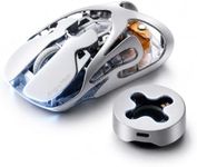 Angry miao AM Infinity Mouse Dual 8K Polling 1.2s Hot-Swap Battery, Wireless Programmable for Gaming, 49g Metal Ultralight Hollow Design, 30000 DPI PAW3950 Laser Sensor, 2.4G/Bluetooth/Wired – White