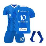 Hilal Riyadh Al Kits, Kit for Boys Activewear Soccer Jersey for Kids Boys' Football Training Shirts Sports Shorts Boys' Tracksuits Football Kits Kids Football Kit Age 5-6 (No.10,Kids 8-9 Years)