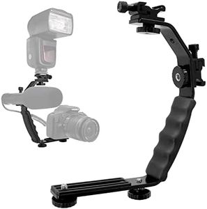 LimoStudio Camera Bracket Mount Heavy Duty Photography Video L-Bracket with Standard Flash Shoe Mounts, AGG1179