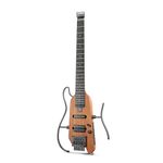 Donner HUSH-X Electric Guitar Kit - Featherlight and Quiet Performance Headless Guitar for Travel and Practice, Mahogany Solid Body with One-Second Assemble Frames, Gig Bag, All Accessories, Natural