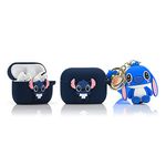 Derhom Silicone Airpods Pro Cover Cute Funny Compatible for Apple Airpods Pro [Cartoon Belt Doll Series] (Stitch)